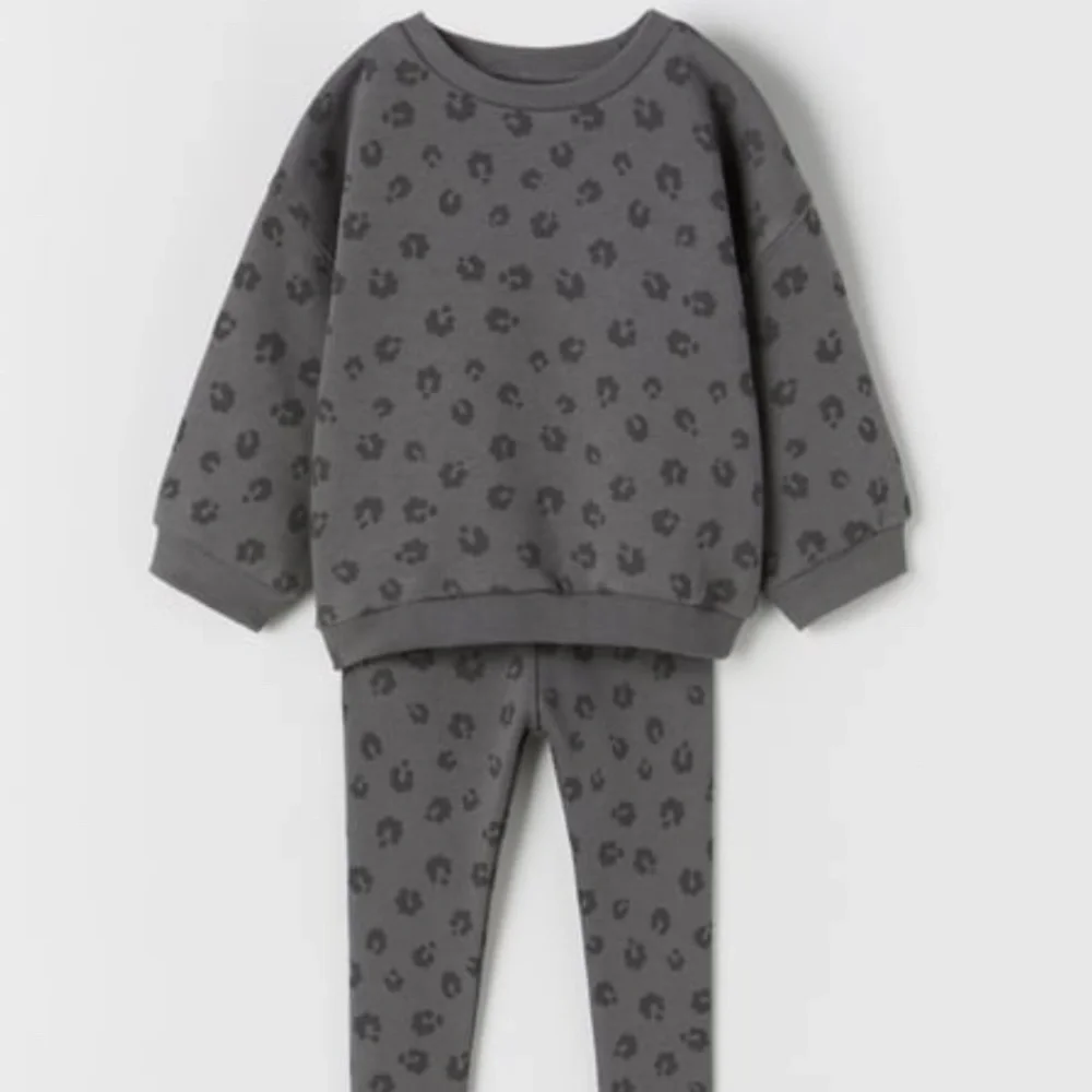 Zara Gray Leopard-Print Kids Matching Set